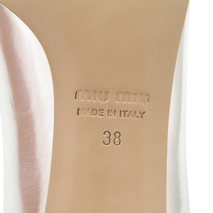 未使用品 ミュウミュウ レザー ストーン シルバー パンプス 1868【中古】MIUMIU