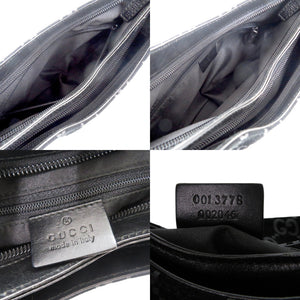 美品 グッチ ワンショルダー 001 3778 スウェード メタル レザー ブラック シルバー金具 黒 ショルダーバッグ 1869【中古】GUCCI