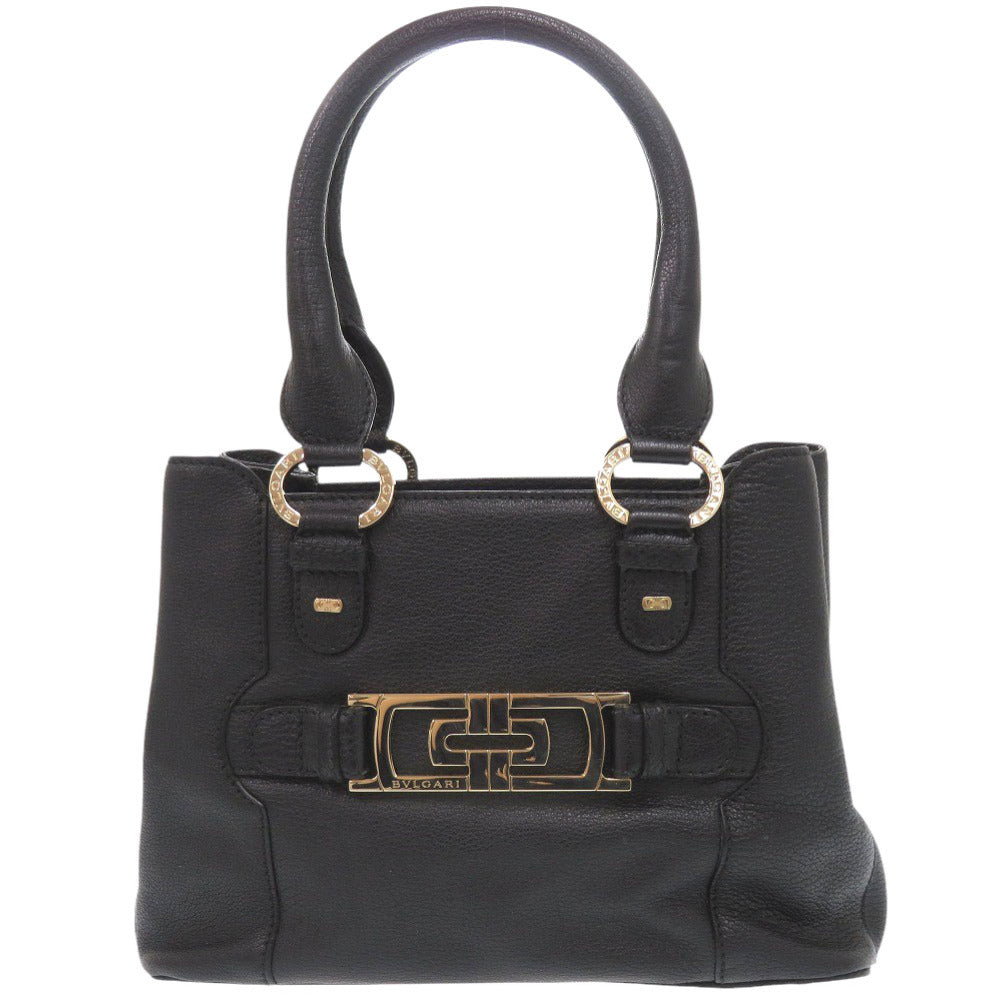 美品 ブルガリ パレンテシ レザー ブラック ハンドバッグ 黒 1876【中古】BVLGARI