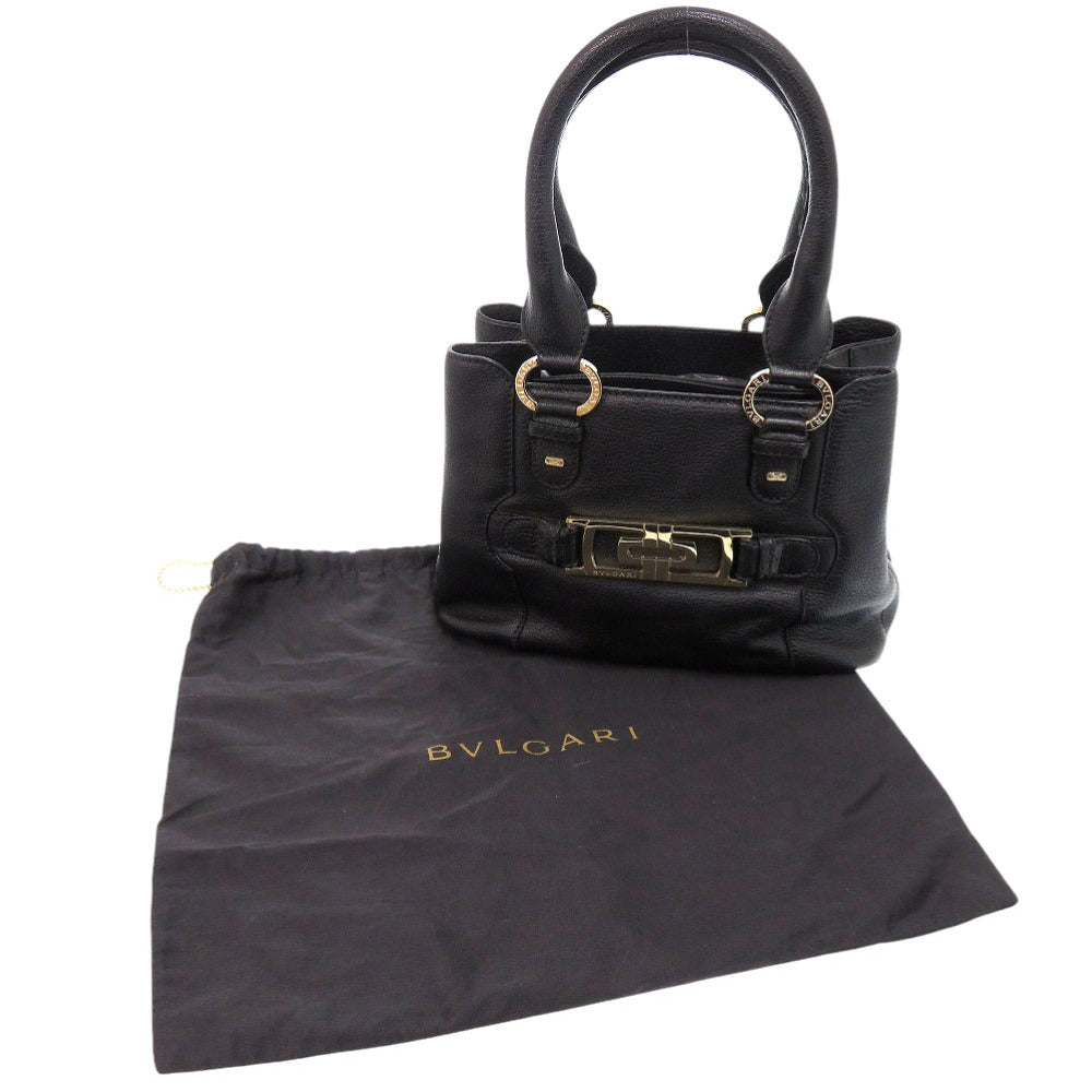 美品 ブルガリ パレンテシ レザー ブラック ハンドバッグ 黒 1876【中古】BVLGARI