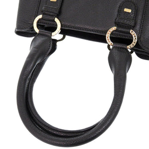 美品 ブルガリ パレンテシ レザー ブラック ハンドバッグ 黒 1876【中古】BVLGARI