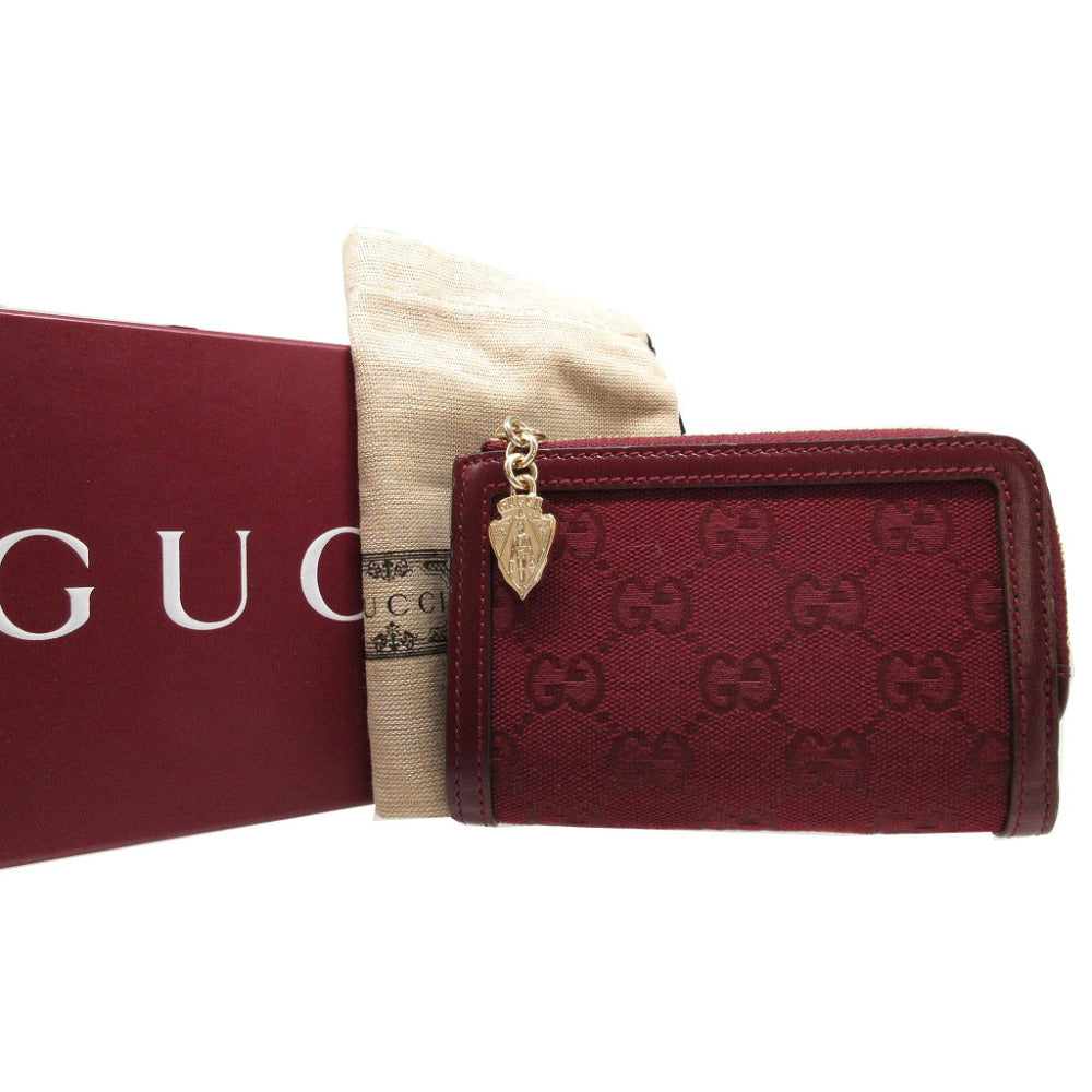 未使用 グッチ コンパクトウォレット 790036 GGキャンバス レザー ボルドー L字ファスナー 財布 1893【中古】GUCCI