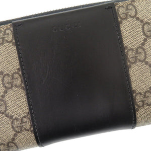 美品 グッチ 451249 GGスプリーム レザー ベージュ ラウンドファスナー 長財布 1894【中古】GUCCI メンズ