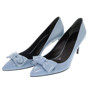 未使用品 グッチ エナメル リボン ポインテッドトゥ 370851 ブルー パンプス 青 1906【中古】GUCCI