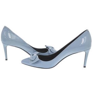 未使用品 グッチ エナメル リボン ポインテッドトゥ 370851 ブルー パンプス 青 1906【中古】GUCCI