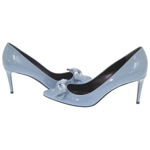 未使用品 グッチ エナメル リボン ポインテッドトゥ 370851 ブルー パンプス 青 1906【中古】GUCCI