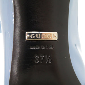 未使用品 グッチ エナメル リボン ポインテッドトゥ 370851 ブルー パンプス 青 1906【中古】GUCCI