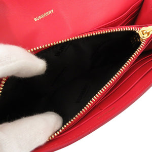 美品 バーバリー レザー レッド 二つ折り長財布 赤 1914【中古】BURBERRY