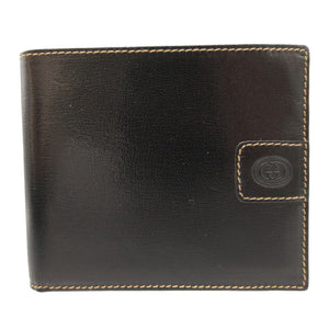 美品 グッチ オールドグッチ レザー ブラック 黒 2つ折り財布 札入れ 財布 0004【中古】GUCCI