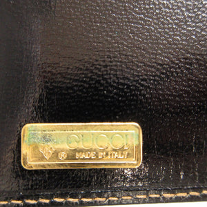 美品 グッチ オールドグッチ レザー ブラック 黒 2つ折り財布 札入れ 財布 0004【中古】GUCCI