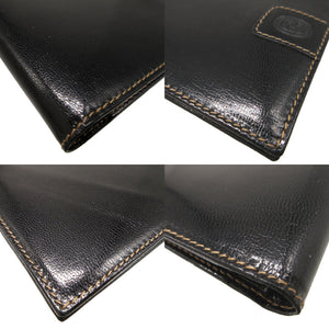美品 グッチ オールドグッチ レザー ブラック 黒 2つ折り財布 札入れ 財布 0004【中古】GUCCI