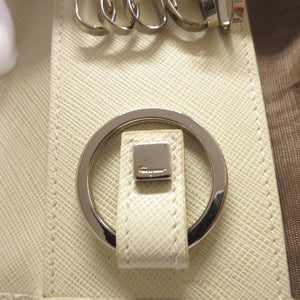 美品 サルヴァトーレ フェラガモ ガンチーニ レザー ホワイト 白 6連 キーケース 0028【中古】Salvatore Ferragamo