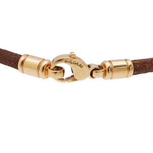 美品 ブルガリ
 K18YG チョーカー ネックレス ネックレス
 K18イエローゴールド/レザー ブラウン 0029
【中古】BVLGARI レディース