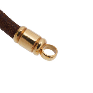 美品 ブルガリ
 K18YG チョーカー ネックレス ネックレス
 K18イエローゴールド/レザー ブラウン 0029
【中古】BVLGARI レディース