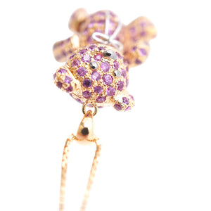 美品 ベアー モチーフ K18PG ピンクサファイア5.10ct ネックレス 13.0g ピンクゴールド クマ 熊 ジュエリー 0055【中古】レディース