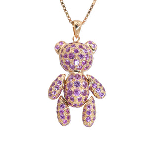 美品 ベアー モチーフ K18PG ピンクサファイア5.10ct ネックレス 13.0g ピンクゴールド クマ 熊 ジュエリー 0055【中古】レディース