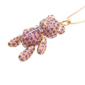 美品 ベアー モチーフ K18PG ピンクサファイア5.10ct ネックレス 13.0g ピンクゴールド クマ 熊 ジュエリー 0055【中古】レディース