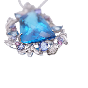 美品 ブルートパーズ59.53ct / ダイヤ0.20ct K18WG ネックレス ホワイトゴールド/ダイヤモンド ジュエリー 0056【中古】