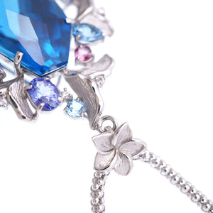 美品 ブルートパーズ59.53ct / ダイヤ0.20ct K18WG ネックレス ホワイトゴールド/ダイヤモンド ジュエリー 0056【中古】