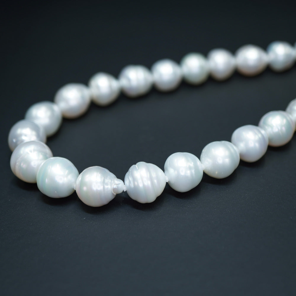 美品 11-14ｍｍ 南洋バロックパール ネックレス 真珠 シルバー925 アクセサリー 0059【中古】ユニセックス