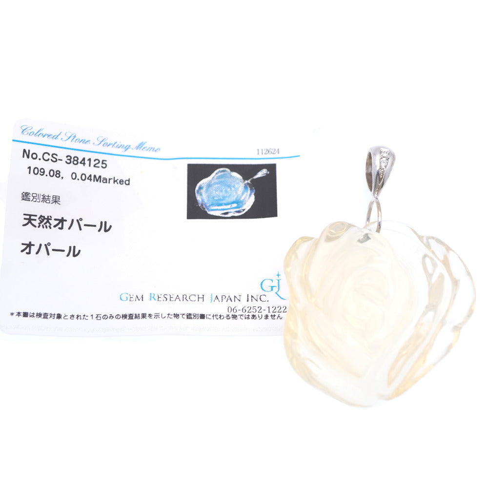 美品 天然オパール109.08ct / ダイヤ0.04ct / K18WG ペンダント トップ ホワイトゴールド/オパール/ダイヤモンド ジュエリー 0060【中古】レディース