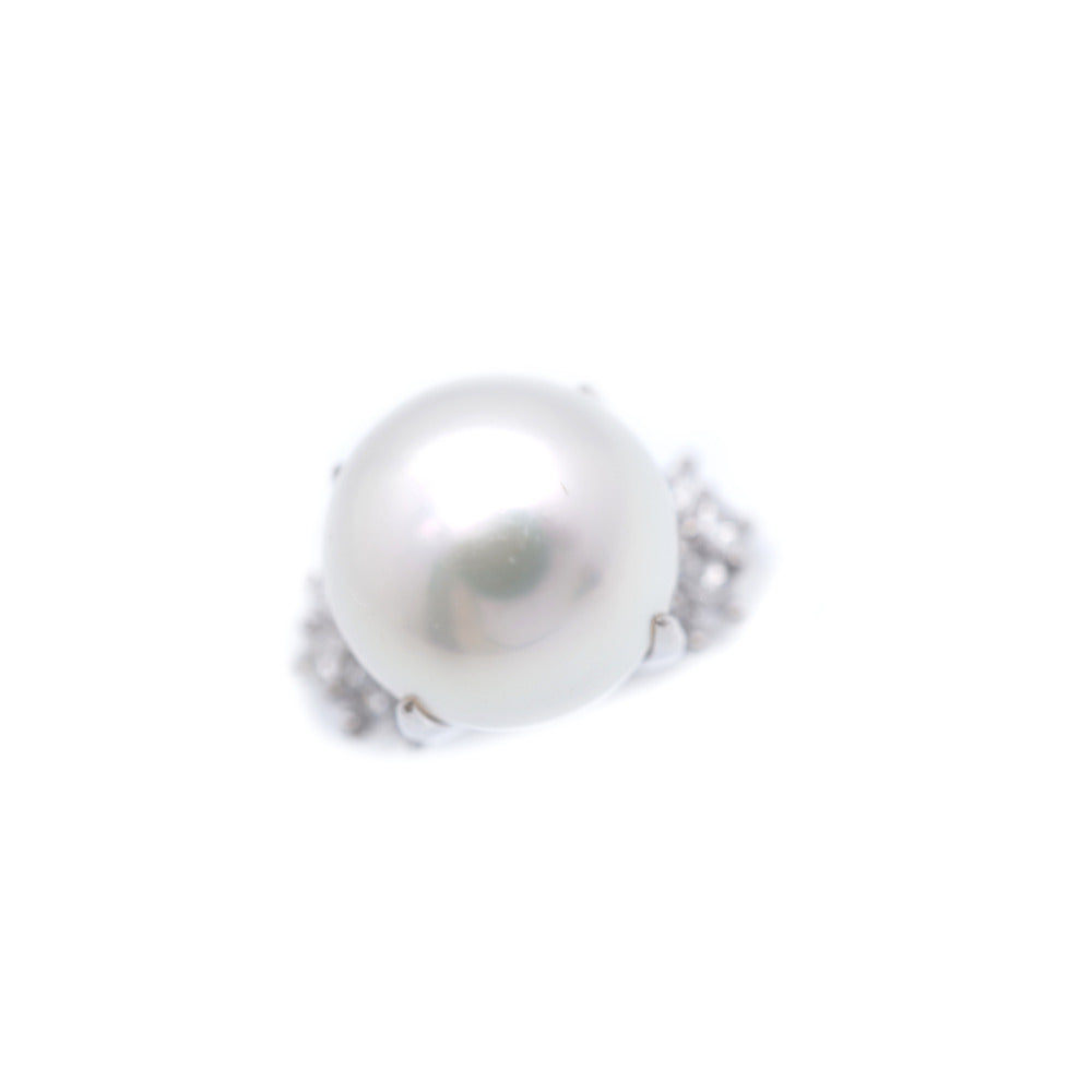 美品 12mm 南洋パール / ダイヤ0.43ct Pt900 リング 白蝶真珠/プラチナ/ダイヤモンド 13号 指輪 0061 ジュエリー【中古】