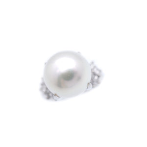 美品 12mm 南洋パール / ダイヤ0.43ct Pt900 リング 白蝶真珠/プラチナ/ダイヤモンド 13号 指輪 0061 ジュエリー【中古】