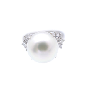 美品 12mm 南洋パール / ダイヤ0.43ct Pt900 リング 白蝶真珠/プラチナ/ダイヤモンド 13号 指輪 0061 ジュエリー【中古】
