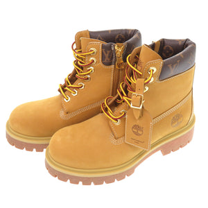 未使用品 ルイ ヴィトン × ティンバーランド モノグラムアンクルブーツ ヌバック/レザー ベージュ LV 0070【中古】LOUIS VUITTON メンズ