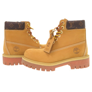 未使用品 ルイ ヴィトン × ティンバーランド モノグラムアンクルブーツ ヌバック/レザー ベージュ LV 0070【中古】LOUIS VUITTON メンズ