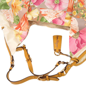 新品同様 サルヴァトーレフェラガモ ガンチーニ フラワー柄 レザー ナイロン マルチカラー ショルダーバッグ 0125【中古】Salvatore Ferragamo