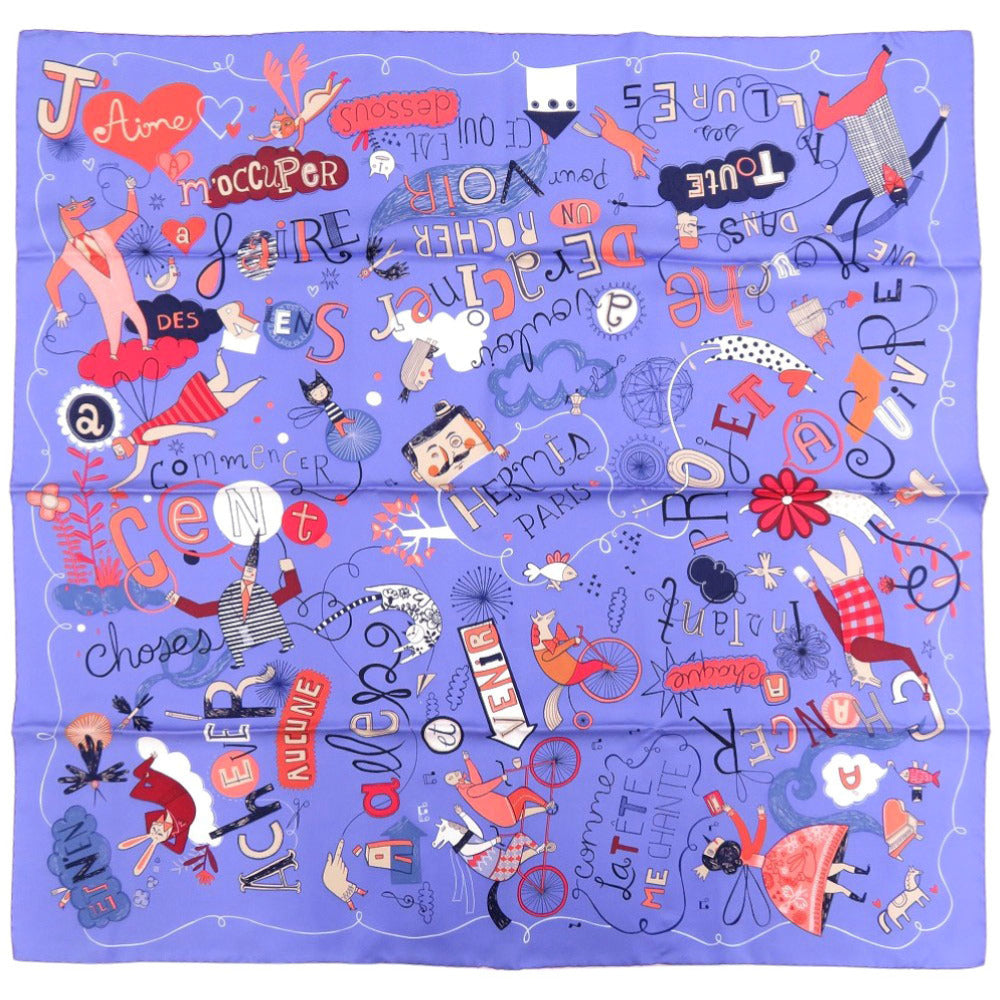 新品同様 エルメス カレ90 Les Confessions 告白 シルク マルチカラー スカーフ 0262【中古】HERMES