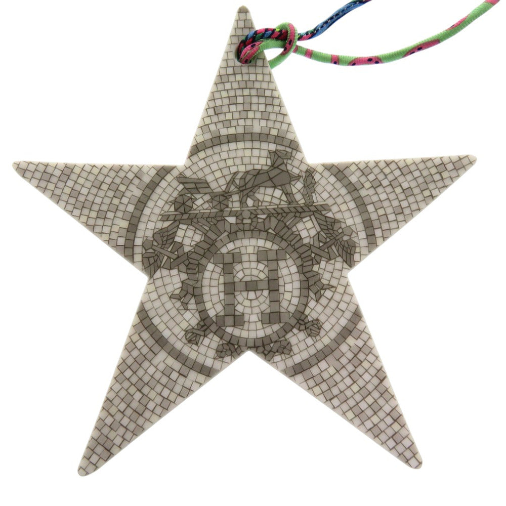 新品同様 エルメス ブールドゥノエル プティアッシュ X’S クリスマス モザイク タイル柄 オブジェ ポーセリン グレー 0272【中古】HERMES