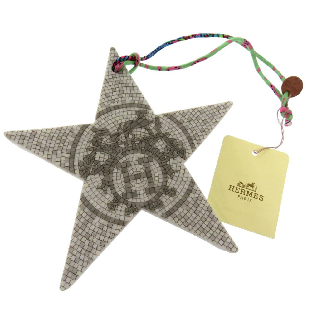 新品同様 エルメス ブールドゥノエル プティアッシュ X’S クリスマス モザイク タイル柄 オブジェ ポーセリン グレー 0272【中古】HERMES