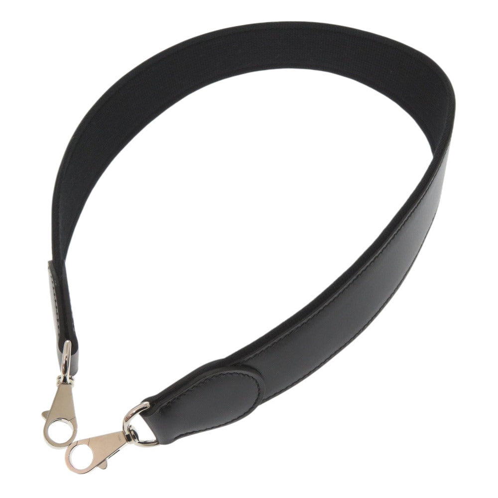 美品 エルメス ショルダーストラップ ボックスカーフ キャンバス ブラック シルバー金具 ストラップ 黒 0278 【中古】 HERMES