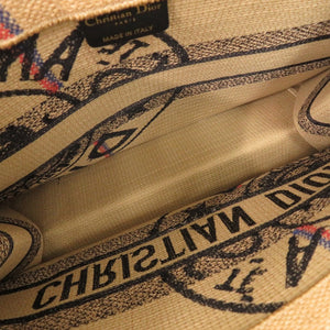 新品同様 クリスチャンディオール ブックトート ミディアム ラフィア ベージュ トートバッグ 0372【中古】Christian Dior