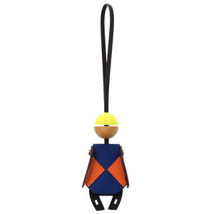 新品同様 エルメス ジョッキー バッグチャーム ヴォーバレニア ウッド ブラック ブルーフランス B刻印(2023年製) キーホルダー 0386 【中古】 HERMES