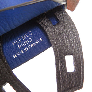 新品同様 エルメス ジョッキー バッグチャーム ヴォーバレニア ウッド ブラック ブルーフランス B刻印(2023年製) キーホルダー 0386 【中古】 HERMES