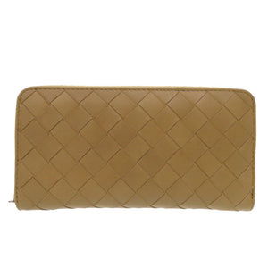 美品 ボッテガヴェネタ イントレチャート レザー ブラウン ラウンドファスナー 長財布 茶 0387【中古】BOTTEGAVENETA