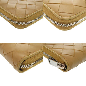 美品 ボッテガヴェネタ イントレチャート レザー ブラウン ラウンドファスナー 長財布 茶 0387【中古】BOTTEGAVENETA