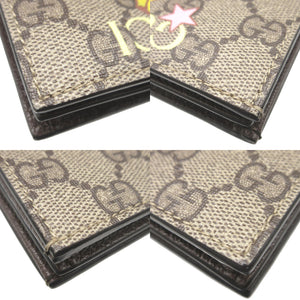 新品同様 グッチ ばなにゃコラボ 701009 コンパクトウォレット GGスプリーム レザー ベージュ 2つ折り財布 財布 0388【中古】GUCCI