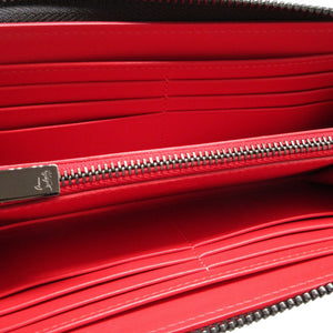 新品同様 クリスチャンルブタン パネトーネ 11650644 スタッズ レザー ブラック 黒 レッド 赤 ラウンドファスナー長財布 財布 0392【中古】Christian Louboutin