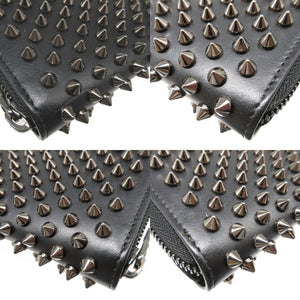 新品同様 クリスチャンルブタン パネトーネ 11650644 スタッズ レザー ブラック 黒 レッド 赤 ラウンドファスナー長財布 財布 0392【中古】Christian Louboutin