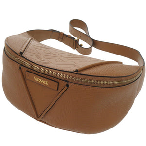 新品同様 ヴェルサーチ Vグレカ ボディバッグ ベルトバッグ ショルダーバッグ 1006888 1A04605 レザー ブラウン 0409【中古】VERSACE