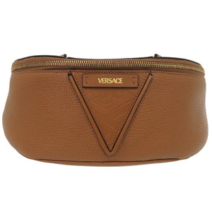 新品同様 ヴェルサーチ Vグレカ ボディバッグ ベルトバッグ ショルダーバッグ 1006888 1A04605 レザー ブラウン 0409【中古】VERSACE