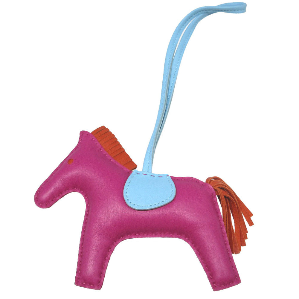 美品 エルメス ロデオチャームMM アニューミロ C刻印(2018年製) ローズパープル カーネリアン セレステ バッグチャーム キーホルダー 0413【中古】HERMES