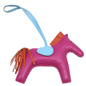 美品 エルメス ロデオチャームMM アニューミロ C刻印(2018年製) ローズパープル カーネリアン セレステ バッグチャーム キーホルダー 0413【中古】HERMES