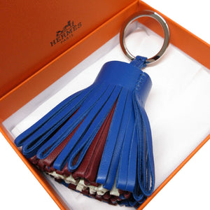 新品同様 エルメス カルメン W刻印(2024年製) アニューミロ ブルーマルテ ルージュアッシュ ヴェールフィズ バッグチャーム キーホルダー 0414【中古】HERMES