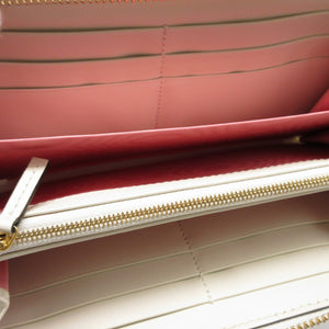 新品同様 グッチ レポム アップル ハート 663924 リンゴ GGスプリーム レザー ベージュ ホワイト 白 ラウンドファスナー長財布 財布 0427【中古】GUCCI