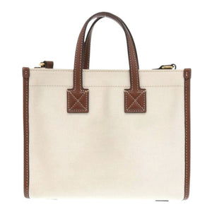 バーバリー ミニフレヤトート 8044143 キャンバス/レザー ベージュ ショルダーバッグ 0429【中古】BURBERRY